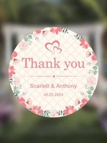 35pc Customized Circular Wedding Stickers, Personalized Circular Label Stickers, Customized Name, Date, Thank You Stickers, Personalized Design Wedding Labels, Wedding Specific Customized Stickers
