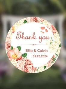 35pc Customized Circular Wedding Stickers, Personalized Circular Label Stickers, Customized Name, Date, Thank You Stickers, Personalized Design Wedding Labels, Wedding Specific Customized Stickers