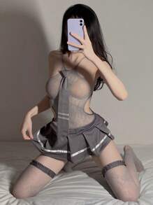 Bộ đồ lót gợi cảm, đồng phục JK ngọt ngào, trang phục cosplay tối giản quyến rũ. - Màu Xám nhạt - Xem 3