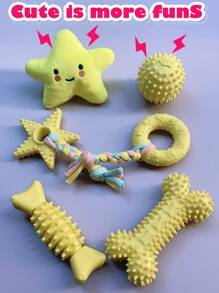 狗玩具，小狗咀嚼玩具，粉色软橡胶小狗玩具，牙齿清洁和牙齿护理，有趣的骨头形球，橡胶绳，适合猫狗的小型犬