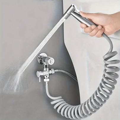 1 Conjunto de rociador bidet para asiento de inodoro con grifo de bañera manual, rociador bidet manual para baño, cabezal de ducha para autolimpieza.