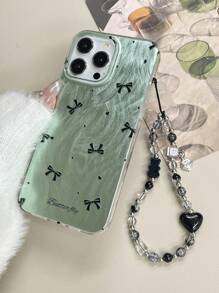 1 szt. Modne przezroczyste etui na telefon z brokatem i kokardą z nadrukiem węzła, kompatybilne z iPhone 11/12/13/14/15/16 16PRO 16PROMAX, GalaxyA05/A15/A25/A35/A53/A54/A55/S23/S24ULTRA Series