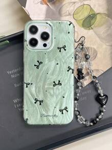 1 szt. Modne przezroczyste etui na telefon z brokatem i kokardą z nadrukiem węzła, kompatybilne z iPhone 11/12/13/14/15/16 16PRO 16PROMAX, GalaxyA05/A15/A25/A35/A53/A54/A55/S23/S24ULTRA Series
