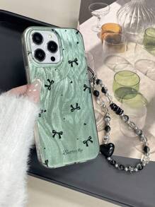 1 szt. Modne przezroczyste etui na telefon z brokatem i kokardą z nadrukiem węzła, kompatybilne z iPhone 11/12/13/14/15/16 16PRO 16PROMAX, GalaxyA05/A15/A25/A35/A53/A54/A55/S23/S24ULTRA Series