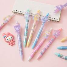3/6 chiếc bút trung tính hoạt hình dễ thương , bút bi nút bấm có nhãn dán Acrylic, thiết kế thẩm mỹ cho bé gái, viết mượt, thích hợp cho trường học và văn phòng, mực đen - Nhiều màu - Xem 7
