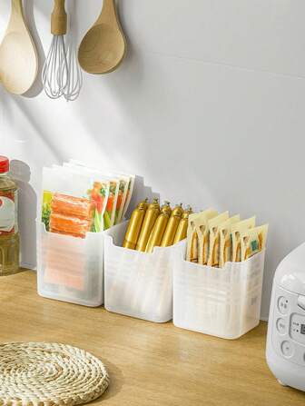3pcs Fridge Storage Box, Portable Transparent Food Storage Container, Large Food Classification Storage Box, For Fridge Side Door And Countertop, Kitchen Organizer And Storage, Kitchen Accessories