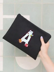 黑色单层化妆包 创意首字母A-Z化妆品收纳包 学生文具包 多功能旅行便携包 口红护肤品收纳洗漱化妆包 拉链包 旅行化妆品包装收纳包 简约高级 珠宝收纳 适用于住宿、旅游、商务、游泳、居家收纳 化妆包 化妆品收纳盒 化妆品收纳盒 化妆品收纳袋 化妆包 - 黑色 - 查看 4