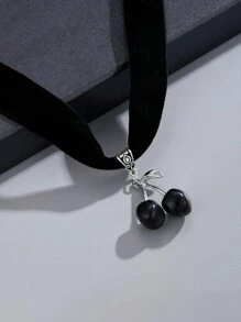 1PC Goth Cherry Choker Necklace Gothic Grunge Red Black Velvet Women Pendant Gift Gothic Statement Jewelry Accessory - 吊墜項鍊 - 查看 10