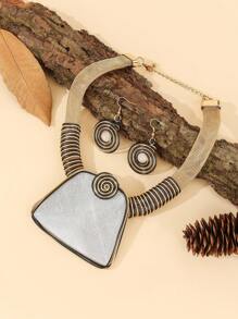 Bộ trang sức làm bằng tay nhiều lớp phóng đại bằng nhựa nhôm dệt dây thời trang cổ điển đẹp phong cách bộ lạc bohemian trung đông châu Âu châu Mỹ phiên bản hàn quốc tiệc tối kỳ nghỉ vòng cổ Ấn Độ bộ hoa tai nổ - Nhiều màu - Xem 9