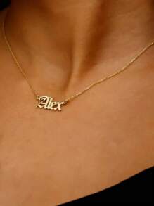 1 件金色玫瑰金品牌名称项链 18k 镀金，定制名称珠宝，个性化镀金名称项链感恩节圣诞节 - 彩色 - 查看 3