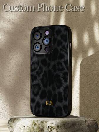 1pc Customized Leopard Print Phone Case, Customizable With Name, Slogan, Letter Etc. Made Of Tempered Glass Material, Full Coverage Protective Phone Case Compatible With IPhone 6/7/8/Pro/Max Series. Suitable As A Gift For Him/Her, Boyfriend/Girlfriend Cheetah Cute, Colorful, Stylish, Kawaii Unique, Customized Ideal Gifts For Her Boyfriend, Girlfriend, Family