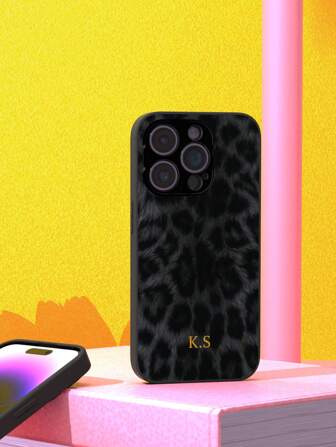 1pc Customized Leopard Print Phone Case, Customizable With Name, Slogan, Letter Etc. Made Of Tempered Glass Material, Full Coverage Protective Phone Case Compatible With IPhone 6/7/8/Pro/Max Series. Suitable As A Gift For Him/Her, Boyfriend/Girlfriend Cheetah Cute, Colorful, Stylish, Kawaii Unique, Customized Ideal Gifts For Her Boyfriend, Girlfriend, Family