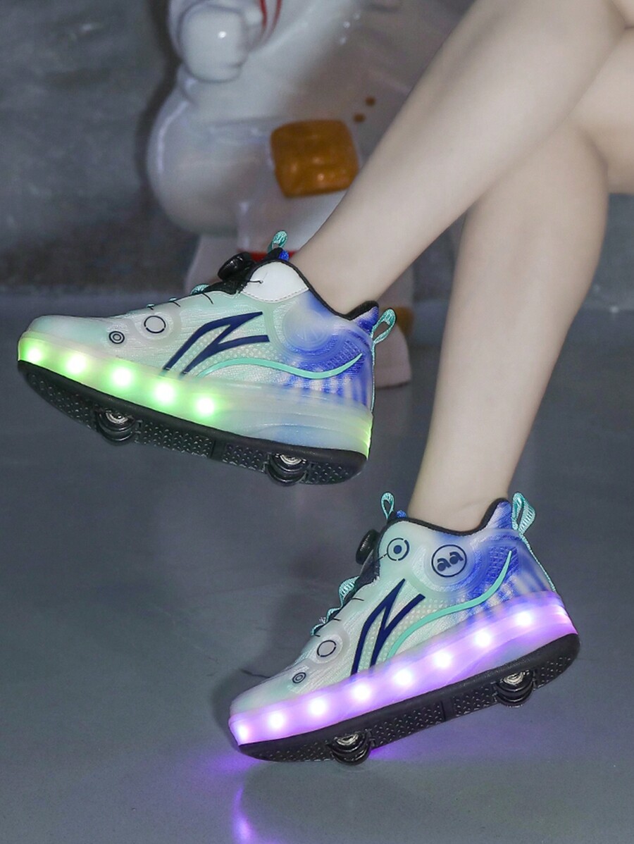 Unisex Roller Skate Shoes With Wheels, Charging Flashing Design, 4