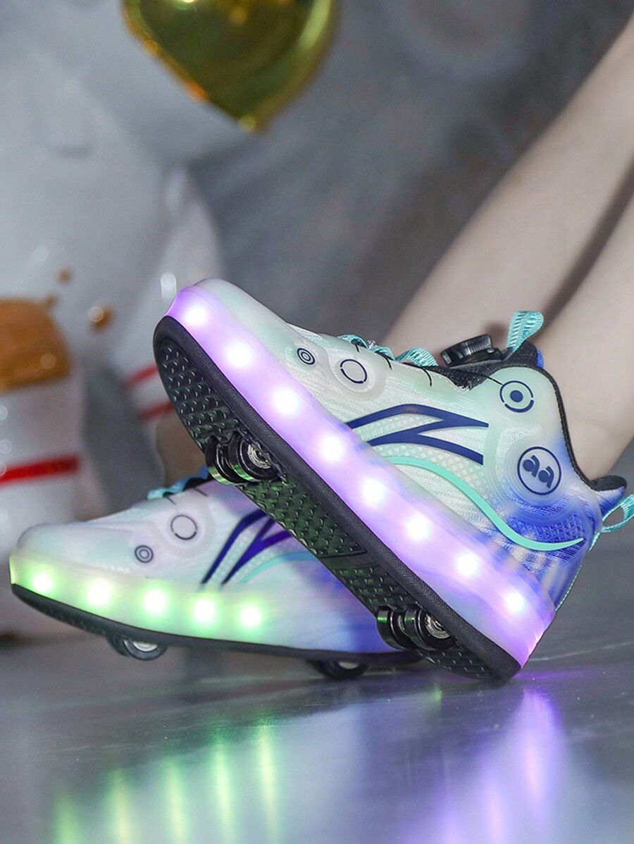 Unisex Roller Skate Shoes With Wheels, Charging Flashing Design, 4