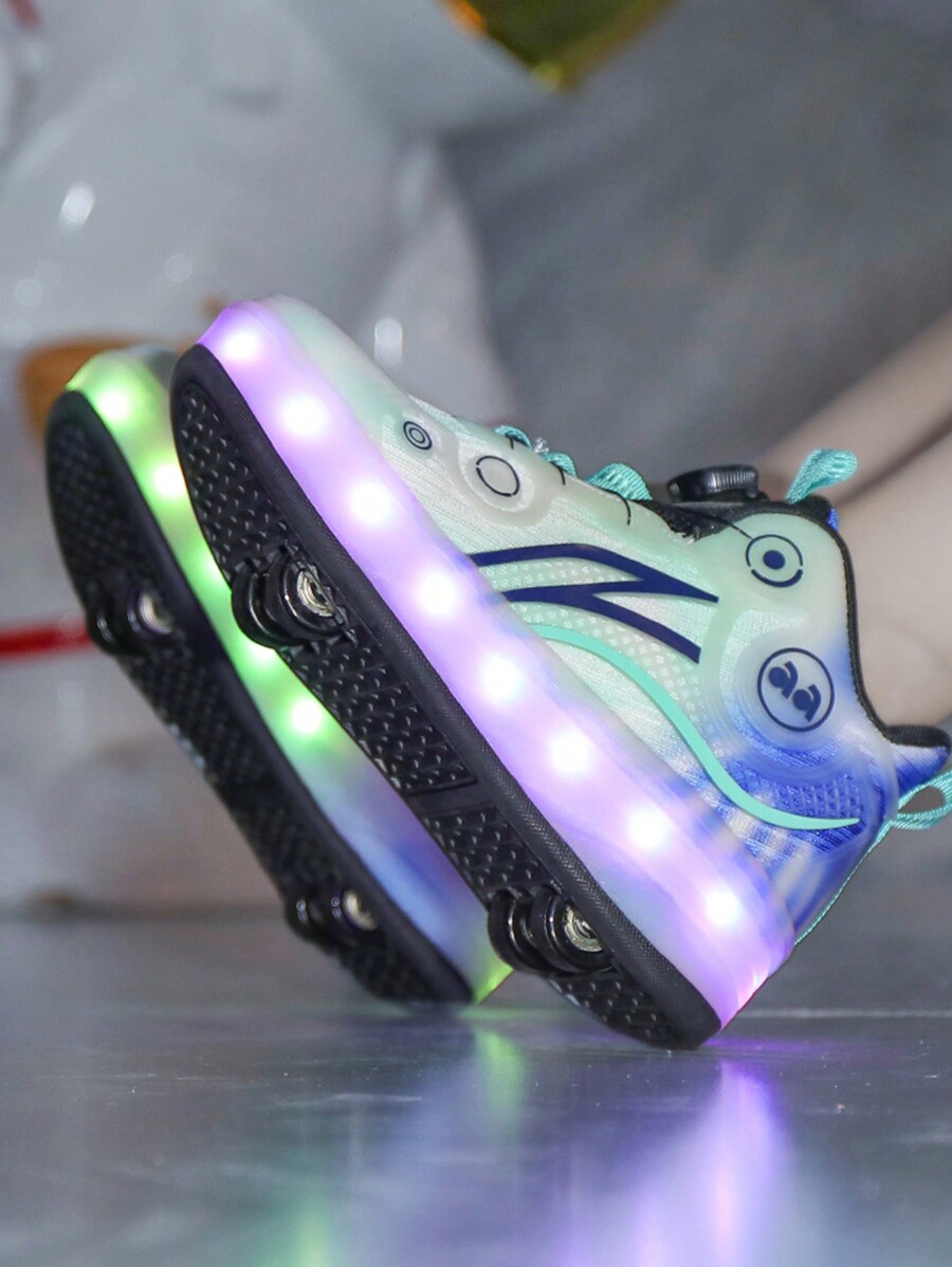 Unisex Roller Skate Shoes With Wheels, Charging Flashing Design, 4