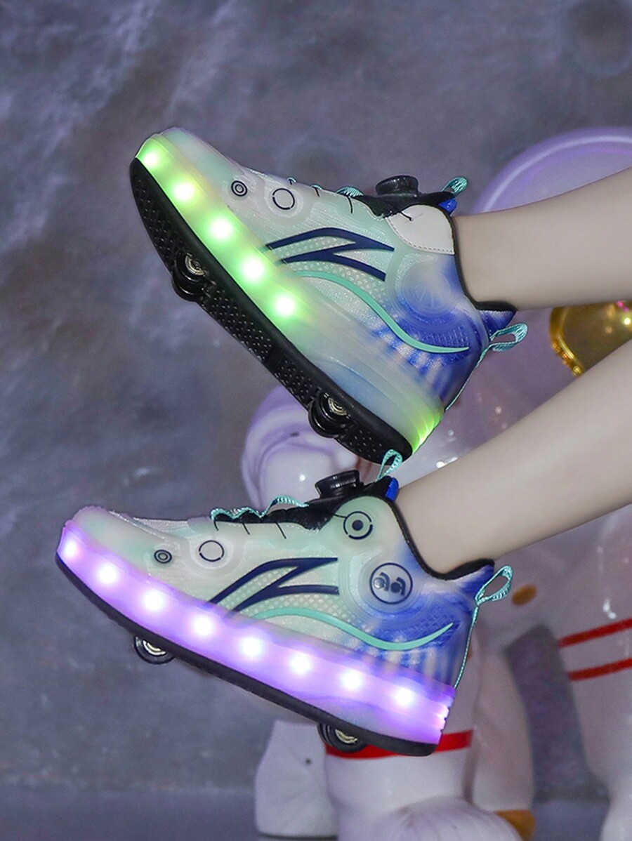 Unisex Roller Skate Shoes With Wheels, Charging Flashing Design, 4