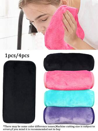 1pc/4pcs Makeup Remover Cloth,Reusable Facial Cleansing Towel ,Soft Microfiber Removal Face Cloth,For Face, Eye, Lips Makeup Remover Clean Towel