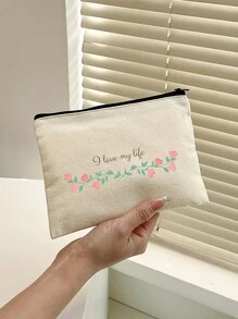 1 件定制女士手拿包、化妆包、手提包、独特、小巧、便携、礼物、可爱、心形印花、可折叠、大容量、零钱包、可容纳手机、袋中袋、手提包、适合圣诞节、婚礼、纪念品、旅行