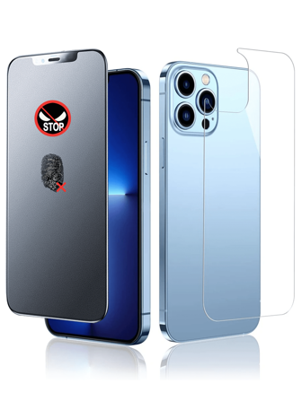 两片装/套，包含1片钢化玻璃后盖膜和1片全覆盖磨砂防窥屏保护膜，防刮花、防震、防窥、防指纹、防摔，双重保护您的手机，兼容 16 Pro Max/16 Plus/15 Pro Max/14/13/12/11系列