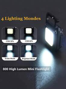 ONEEKA Linterna de iluminación exterior portátil, luz LED recargable, llavero, luz, múltiples modos ajustables - Negro - Ver 4