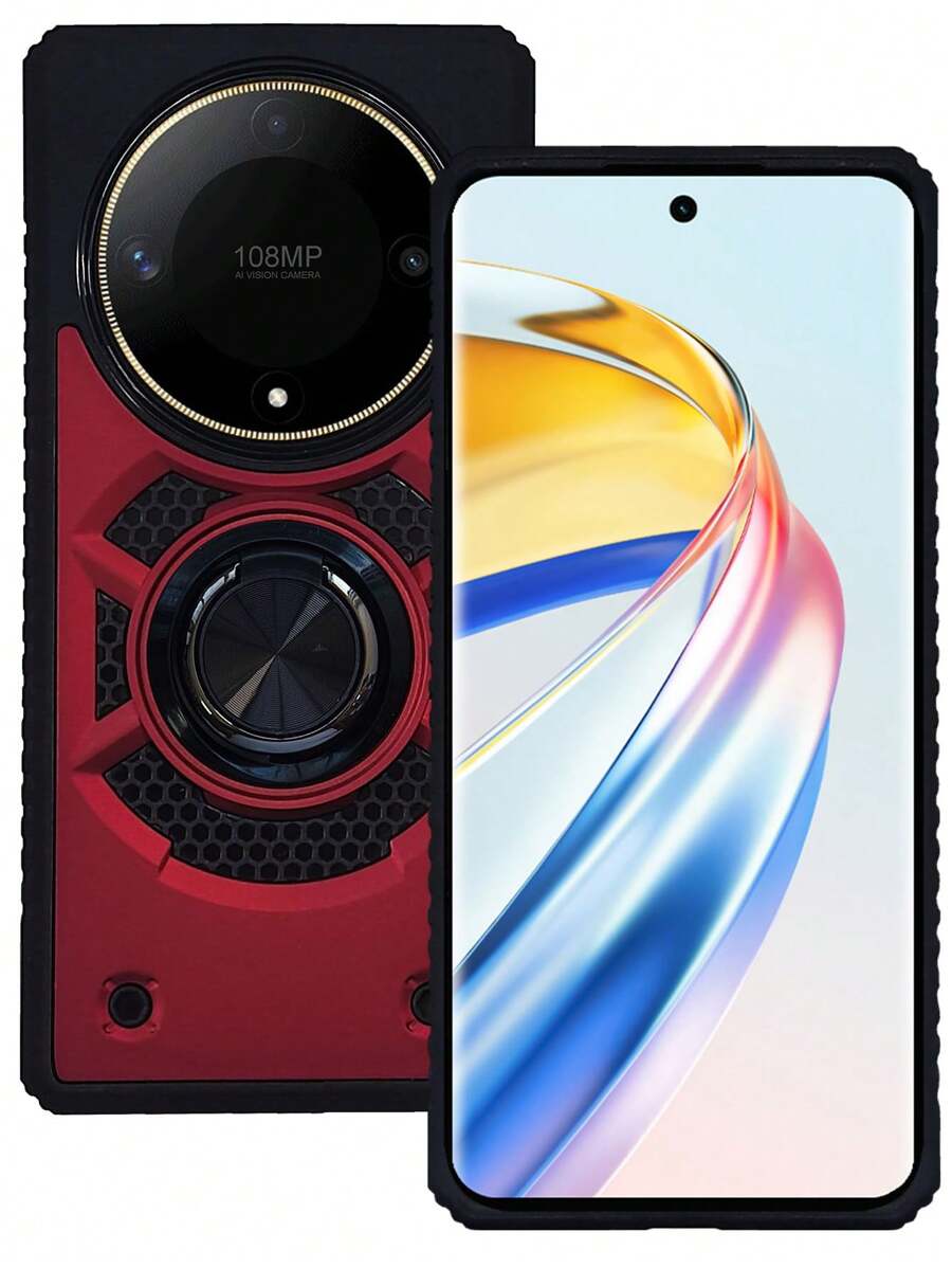 FUNDA ANILLO USO RUDO O CON CLIP PARA HONOR X9B HONOR MAGIC 6 LITE - Rojo - Ver 1