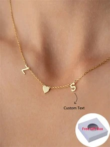 Customized Letter Love Necklace For Women Gold Color Stainless Steel Personalized Custom Initial Necklace Fashion Jewelry Romantic Gift For Family Friends