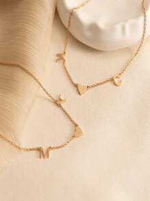 Customized Letter Love Necklace For Women Gold Color Stainless Steel Personalized Custom Initial Necklace Fashion Jewelry Romantic Gift For Family Friends