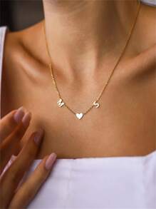 Customized Letter Love Necklace For Women Gold Color Stainless Steel Personalized Custom Initial Necklace Fashion Jewelry Romantic Gift For Family Friends