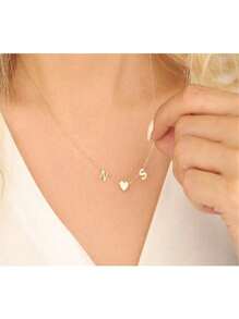 Customized Letter Love Necklace For Women Gold Color Stainless Steel Personalized Custom Initial Necklace Fashion Jewelry Romantic Gift For Family Friends