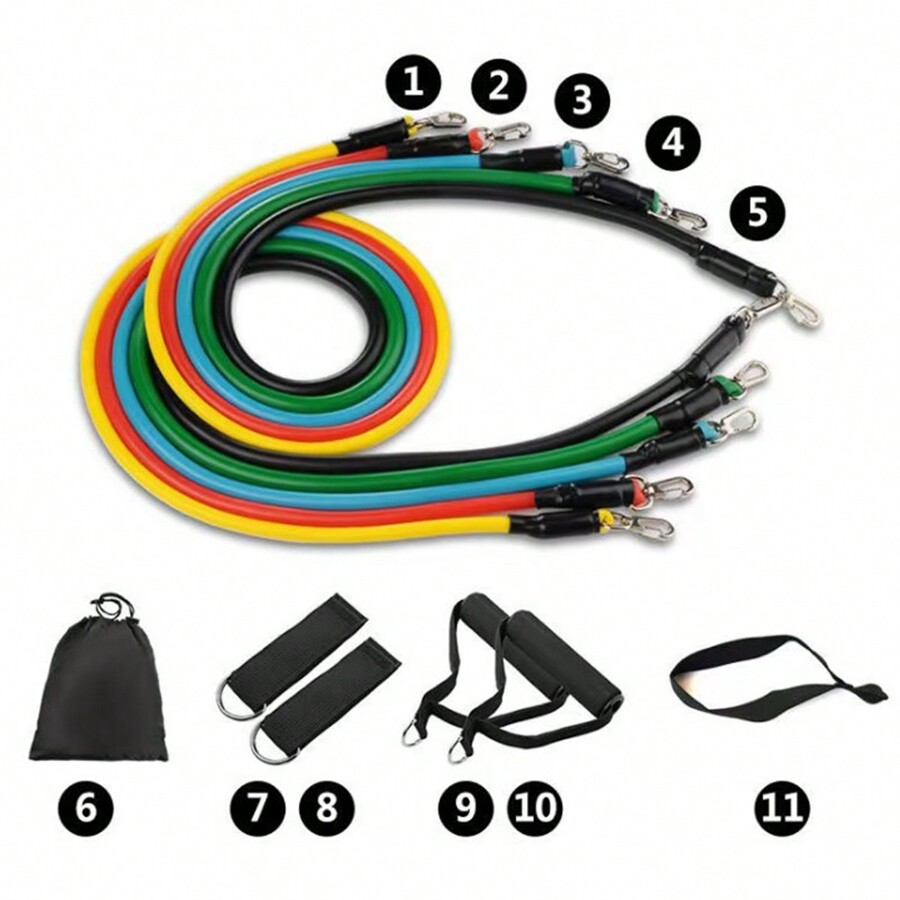 11pcs/Set Resistance Bands Kit Included Resistance Bands, Door Anchor
