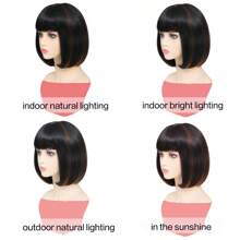 12 英寸短款波波头假发，带刘海，女士自然造型短款假发，超柔软直波波头假发，彩色合成假发，适合日常、角色扮演、万圣节 - 彩色 - 查看 10
