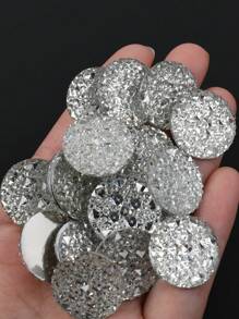 Set de 20 piezas/Paquete de Rhinestones de Resina Planos, Rhinestones de Resina Redondos Grandes de 20 mm, Gemas de Resina de Colores Blanco y Blanco AB para Manualidades DIY y Decoraciones de Prendas
