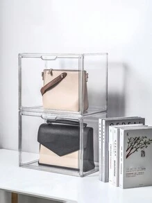 1个多功能透明亚克力收纳盒 - 防尘展示盒，适用于模型、工具和书籍 | 透明整理盒