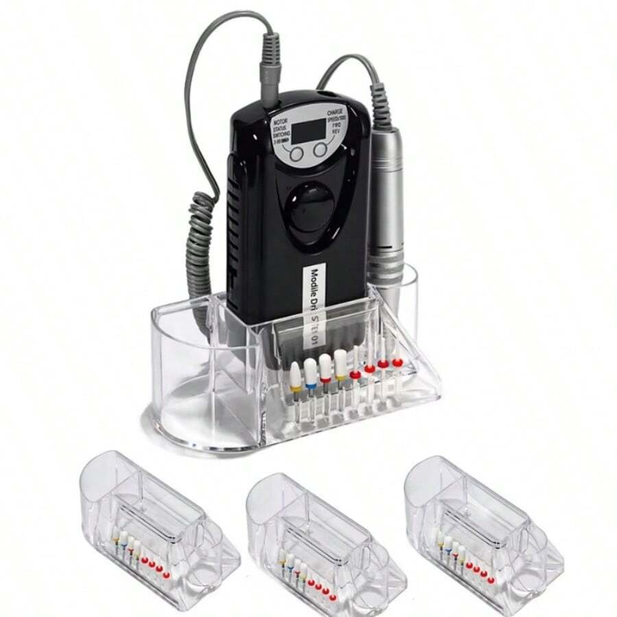 1PC空美甲磨头收纳盒钨钢磨头桌面展示架多功能指甲锉刷磨头架