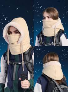 JOYLORD 1 件装女士冬季帽子，带面罩和围巾，保暖内衬，保暖颈部覆盖帽，适合骑自行车、滑雪、耳朵保护 - A - 查看 2