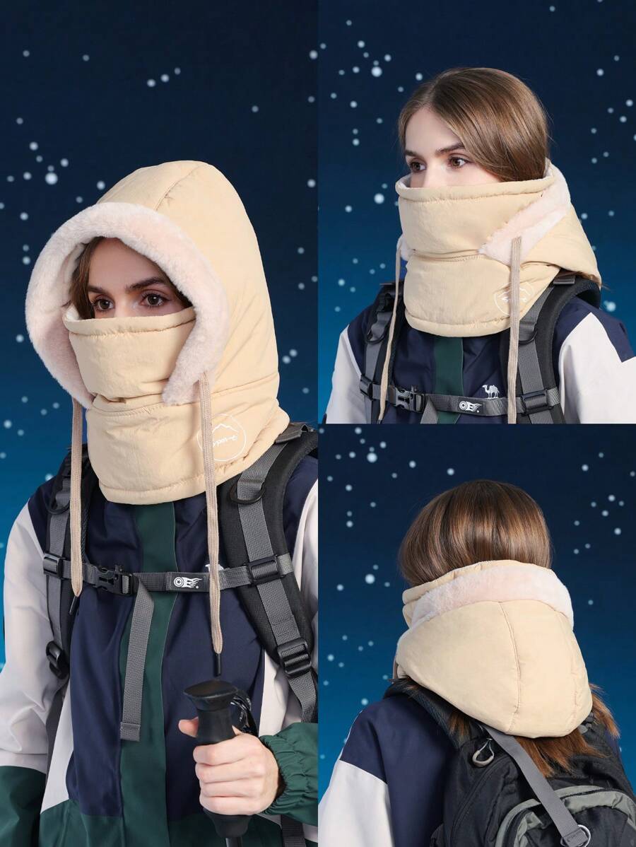 JOYLORD 1 件装女士冬季帽子，带面罩和围巾，保暖内衬，保暖颈部覆盖帽，适合骑自行车、滑雪、耳朵保护