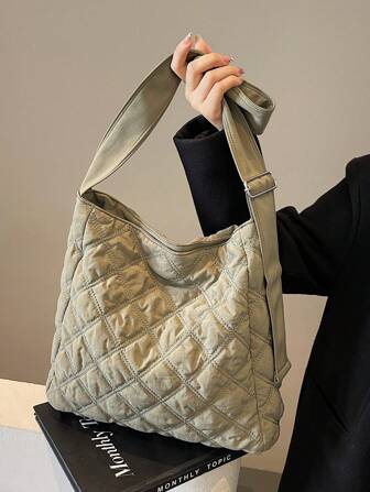 New Autumn And Winter Cloth Soft Waxy Crossbody Bag Large Capacity Commuter Tote Bag