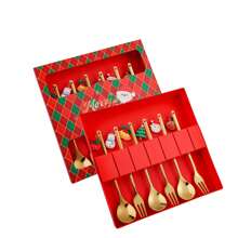 6 Stück Weihnachts-Essbesteck-Set Gabel & Löffel Geschirr für Heim-Partys, Heimdekoration, Schulstart
