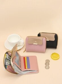 时尚双折多卡槽链条钱包适合存放信用卡和现金生日 - 黑色 - 查看 1