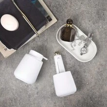 白色浴室配件套装 - 3 件树脂浴室皂液器套装农舍浴室装饰套装配件、皂液器和牙刷架、托盘（白色套装 - 液体泵）浴室配件浴室收纳盒夏季返校收纳