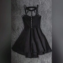 VESTIDO TIPO HALTER ESCOTE CORAZON COLA DE PATO - Negro - Ver 6