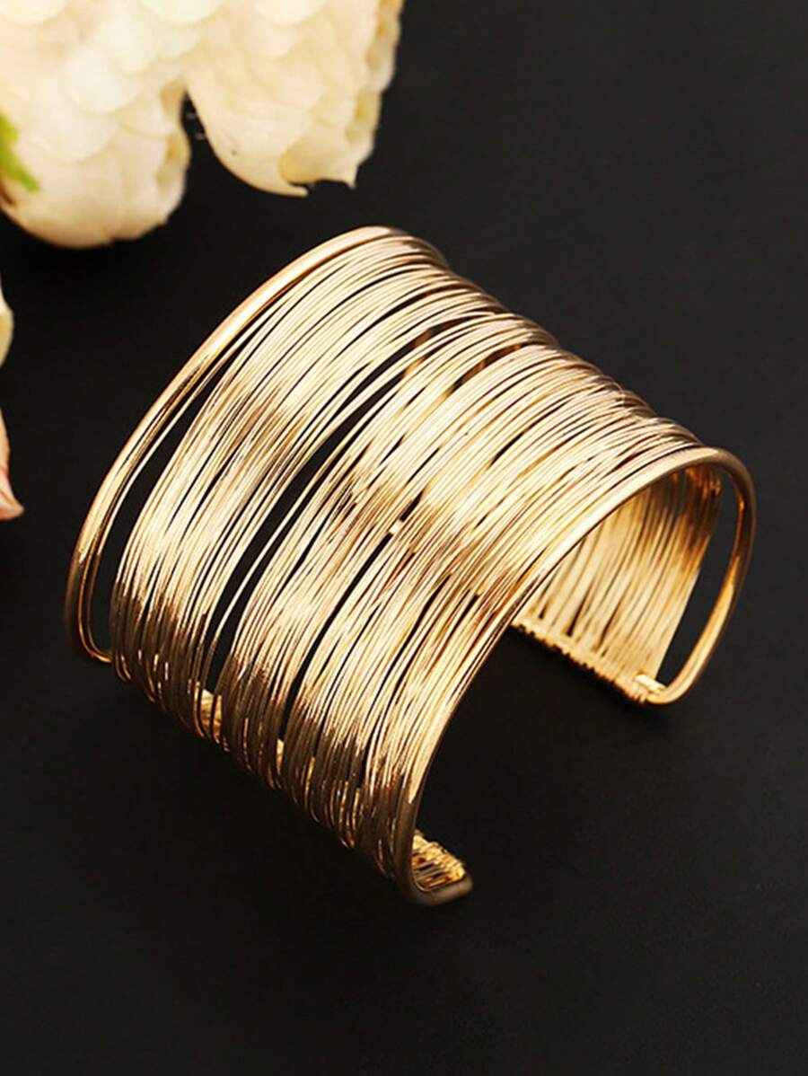 1 chiếc vòng tay hở kim loại thời trang tối giản sang trọng dành cho nữ - Vàng - Xem 1