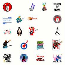 50pcs Reusable Rock & Roll Sticker Set, Vibrant Graffiti Stickers For Water Bottles, Laptops, Skateboards, Suitable For Diaries, Scrapbooks, Party Supplies, Great For Winter, New Year