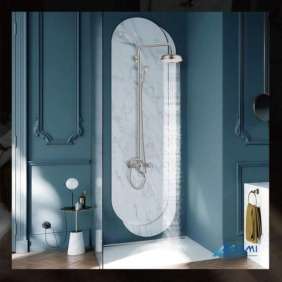 Shower Faucet Set Bathroom 8 Inch Matte Black Rainfall Head Handheld