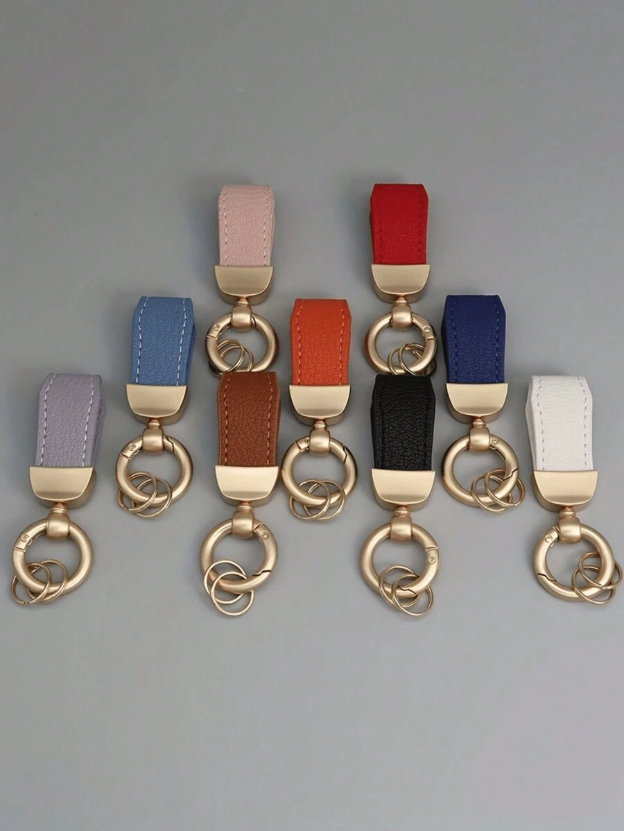French Short Keychain, Fashionable Car Keychain, Business Style Daily Bag Pendant, Casual, Car Keychain, High-End Leather Keyring Accessory Pendant, Couple Waist Hanging Keychain Hanging Rope, Suitable For Men And Women's Keychains, High-End Texture Keychain, Easy To Carry - Multicolor - View 1