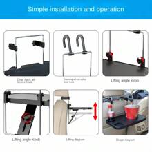 Car Laptop Stand, Multi-Purpose Foldable Rear Seat Tray Table, Steering Wheel Desk, Folding Car Dining Table With Storage - Black - View 5