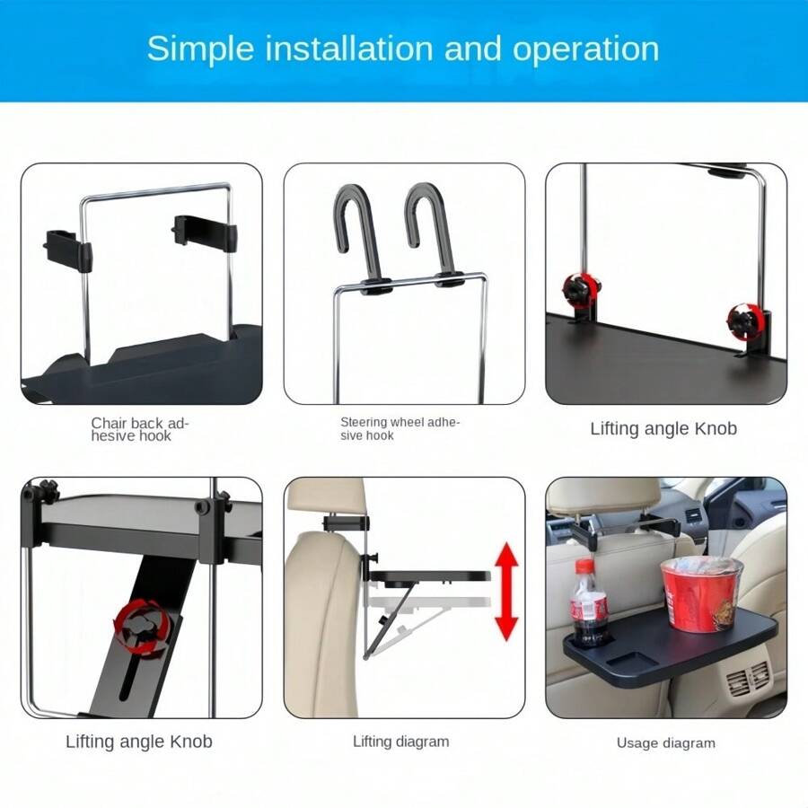 Car Laptop Desk Foldable Multipurpose Dining Table, Steering Wheel