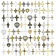 20/100pcs Vintage Alloy Assorted Bulk Cross Charm Hollow Cross Pendant For DIY Bracelet Necklace Earrings Handmade Accessories - Mix - View 3