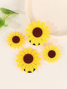 4 件/套女孩布艺人造菊花发夹和发带休闲乡村风格配饰套装 - 彩色 - 查看 3