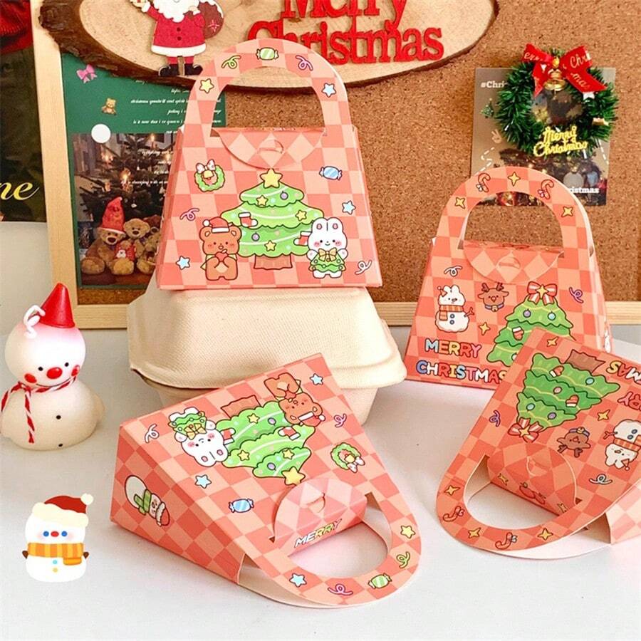 1 件装圣诞节卡通熊兔子手提礼品盒礼品袋圣诞树 - 多色 - 查看 1